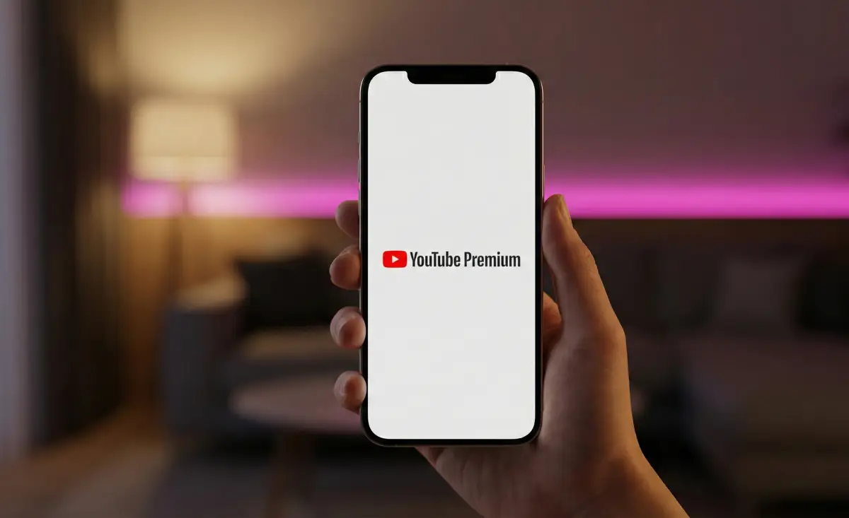 스마트폰으로 유플러스유튜브 프리미엄 서비스를 실행하고 있는 모습