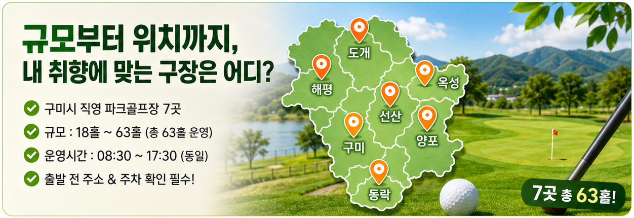 [경남 구미] 직영 파크골프장 7곳 무료로 이용하기! 예약 없이 프리패스로 즐기는 꿀팁까지 (위치/요금/영수증 혜택)