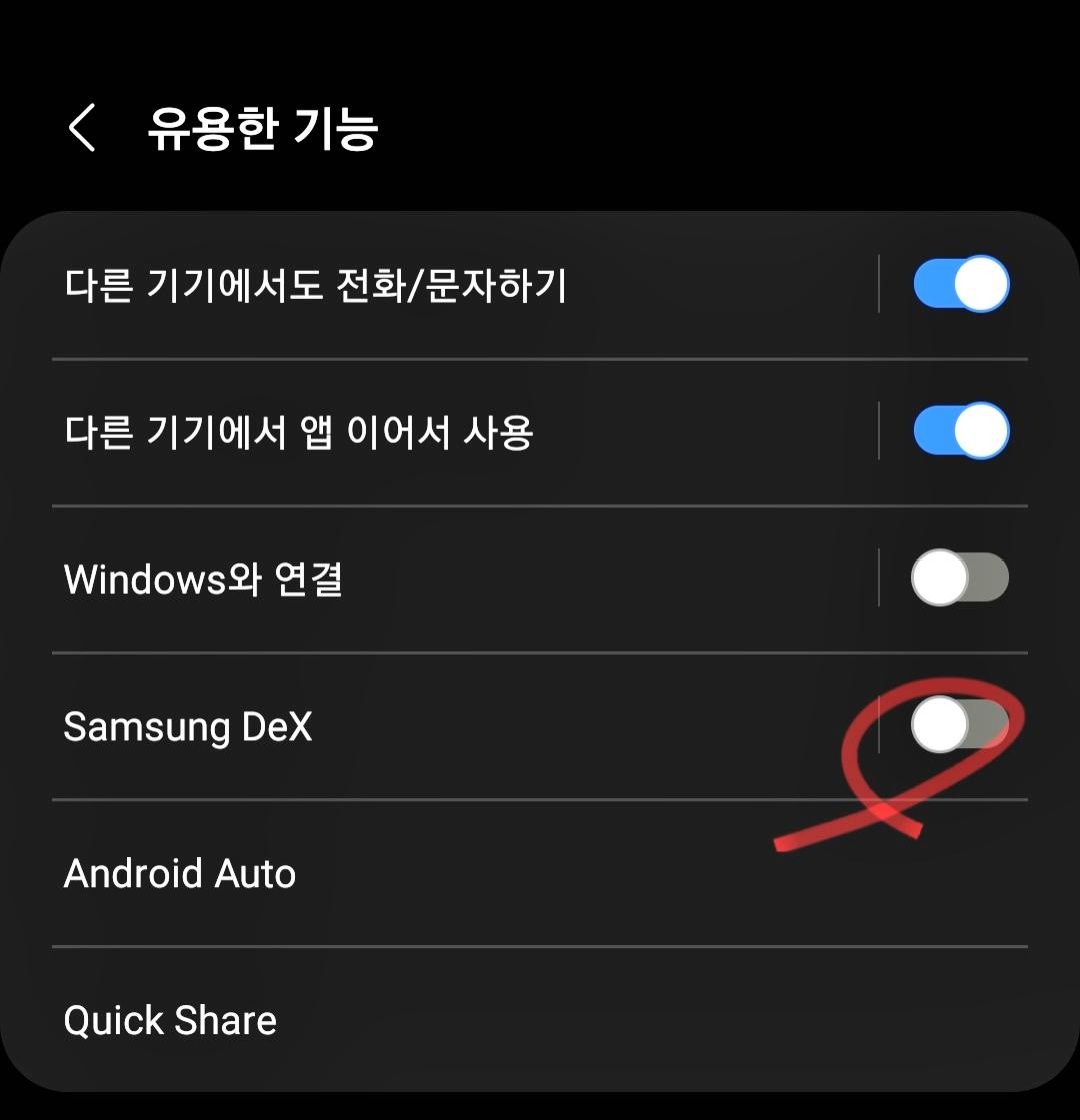 유용한 기능에서 덱스 활성화 하기