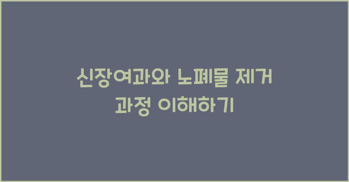 신장여과, 노폐물 제거 과정