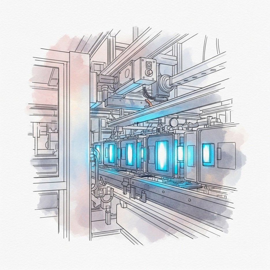 배터리 연구에 몰두하는 실험실의 파스텔톤 전경