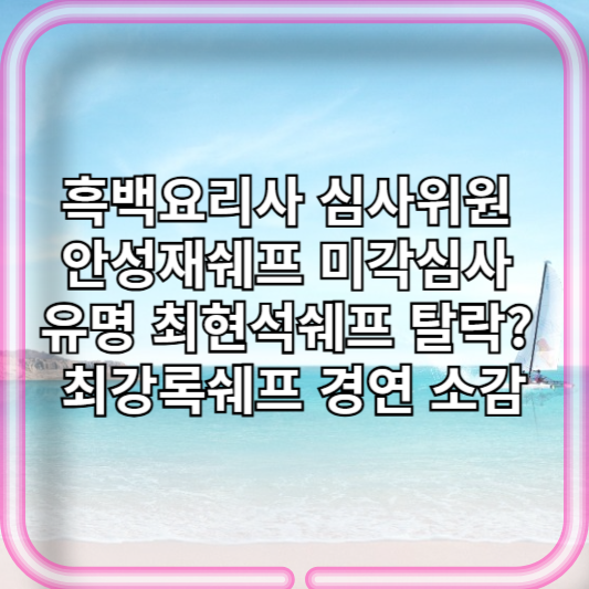 흑백요리사 심사위원 안성재쉐프 미각심사 유명 최현석쉐프 탈락 최강록쉐프 경연 소감