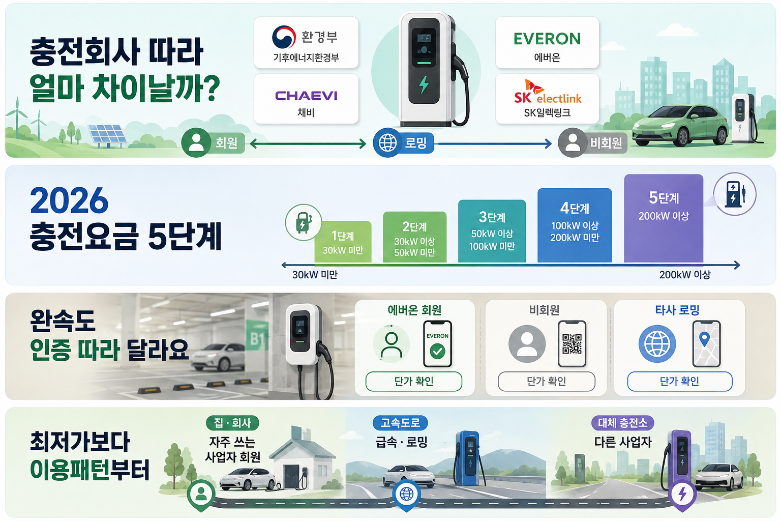 생활권과 장거리 전기차 충전사업자를 회원 로밍 구독 기준으로 선택하는 방법