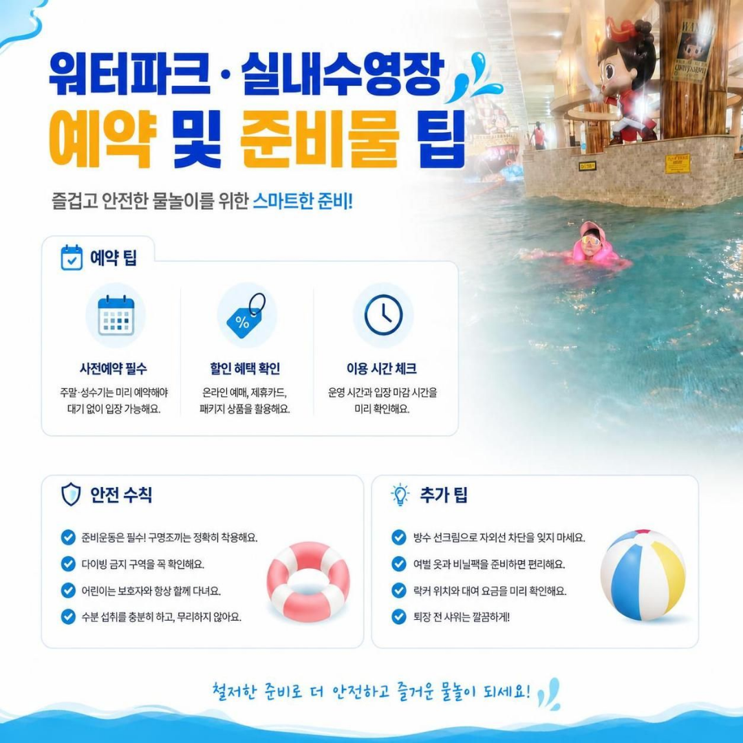 워터파크.실내수영장 예약 및 준비물 팁