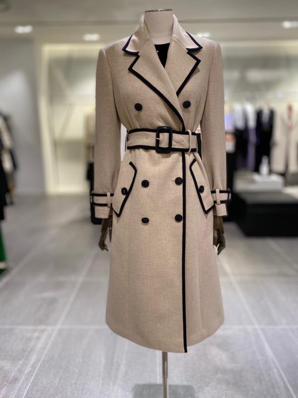 모조에스핀 울혼방 바이너스 배색 트렌치코트 S224MSG422