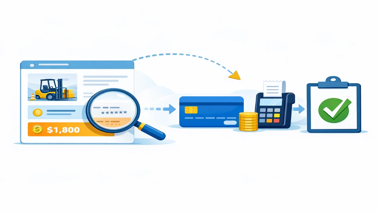 지게차운전기능사 내일배움카드 과정의 자비부담금 확인 위치와 결제 요소를 보여주는 이미지