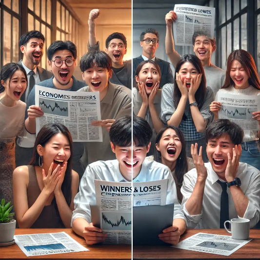 경제뉴스,정책,양면성,승자,패자,수혜자,피해자,기업,해외여행,은행,예금,고정금리,변동금리,직장인,투자자,소비자,사업주