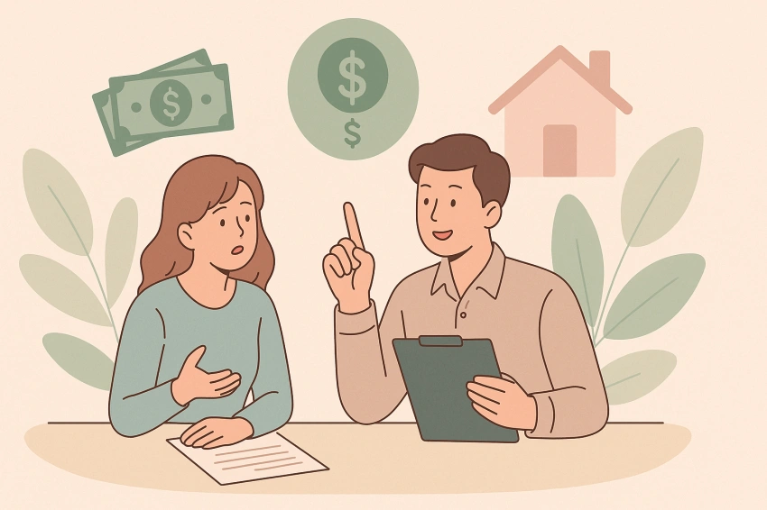 불법건축물 양성화 관련 대화를 하고 있는 부부