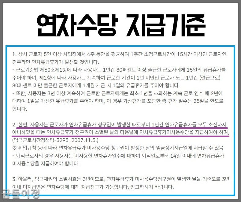 직장인 연차 개수 근로기준법 기준 쉽게 이해하는 방법5