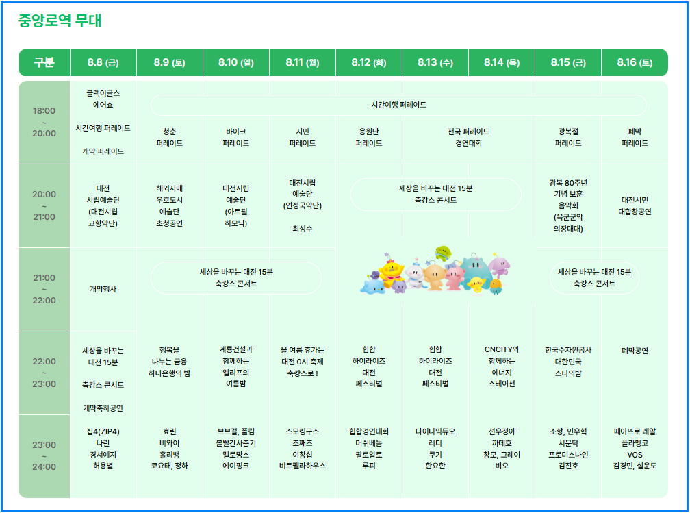 2025 대전 0시축제 일정·라인업