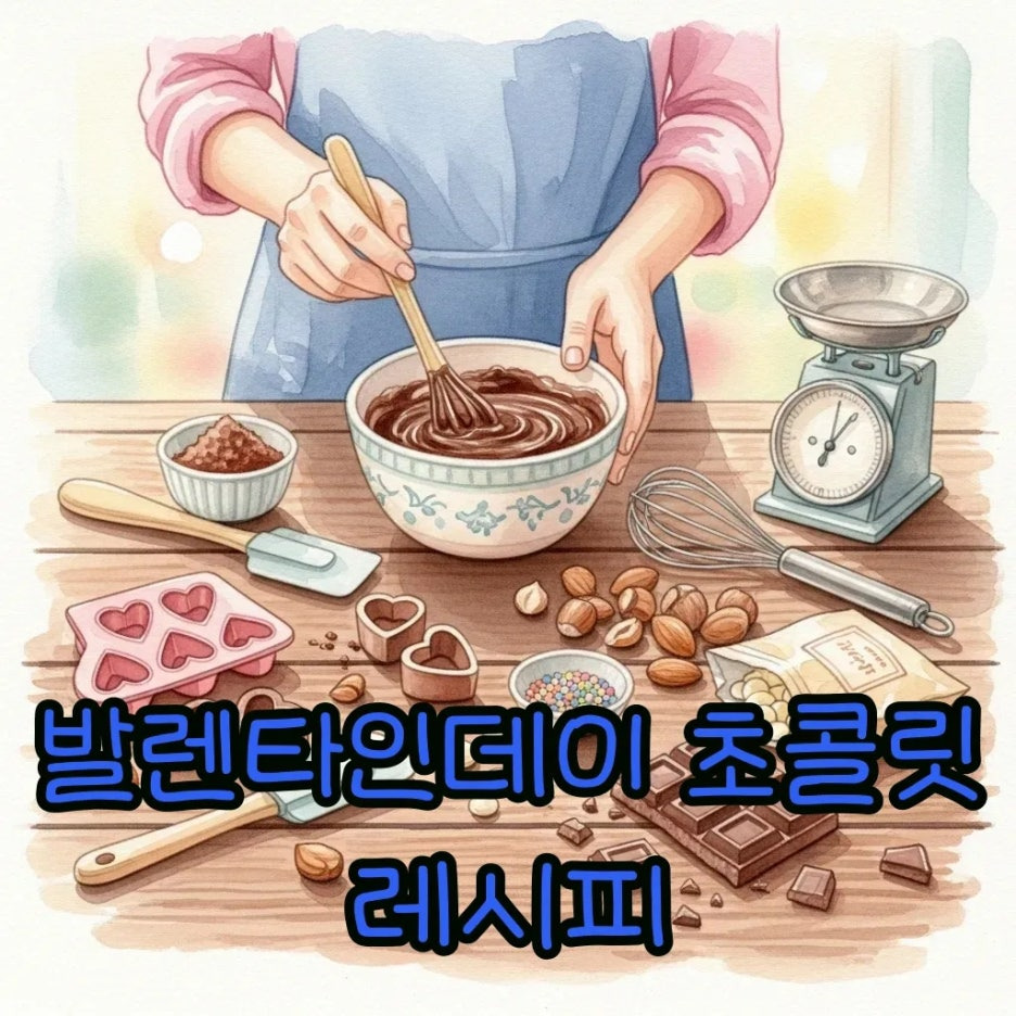 발렌타인데이 초콜릿을 만드는 따뜻한 손길