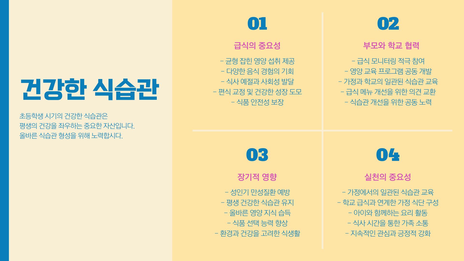 초등학생 급식 건강한 식습관 만들기