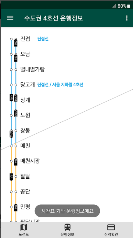 전철 노선도, 전철 시간표 검색, 실시간 전철위치 조회