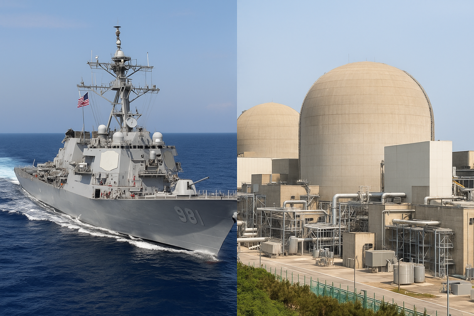 방산·조선 산업의 상징 군함, 원전 설비 사진