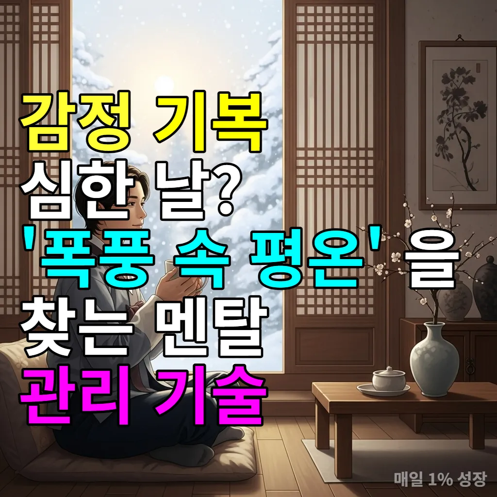 창가에 앉아 따뜻한 차를 마시며 평온을 찾는 한국인의 모습