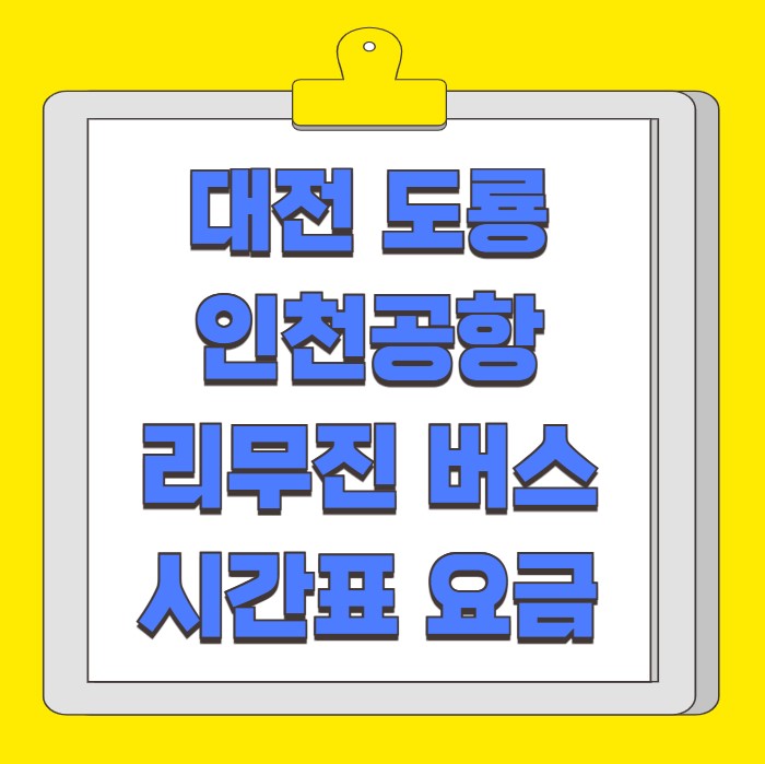 대전 도룡 인천공항 리무진 버스 시간표 요금 예약 방법