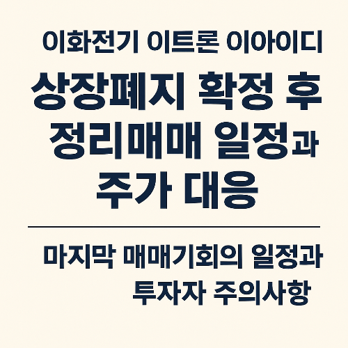 이화전기 이트론 이아이디 상장폐지 확정 후 정리매매 일정과 주가 대응