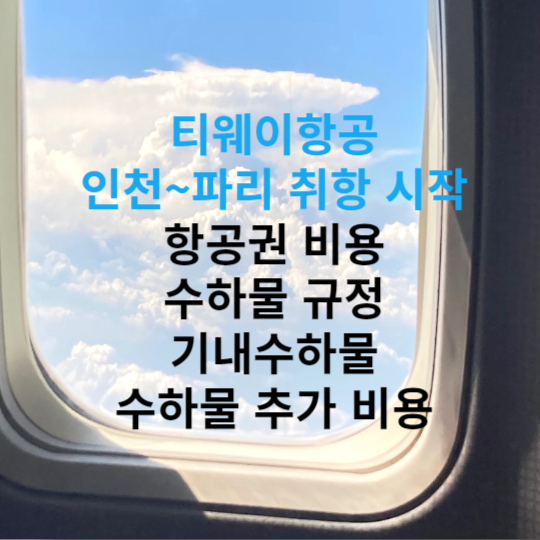 티웨이 파리 취항 시작! 항공권 비용과 수하물 규정, 기내수하물, 수하물 추가비용은?