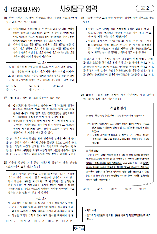 2020-6월-고2-모의고사-윤리와 사상-기출문제-다운