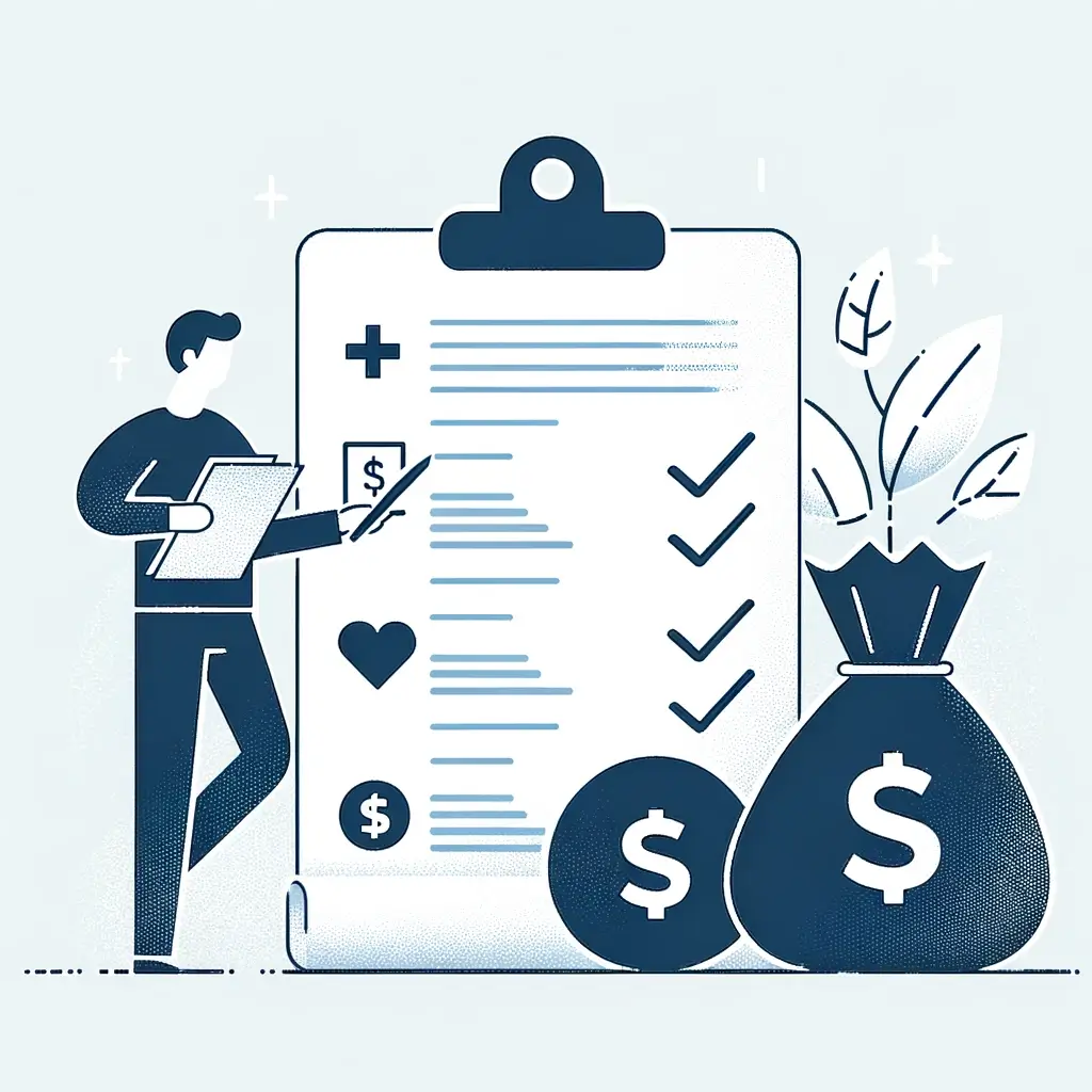 의료비 증가에 대비한 재정 계획을 준비하는 사람의 일러스트.