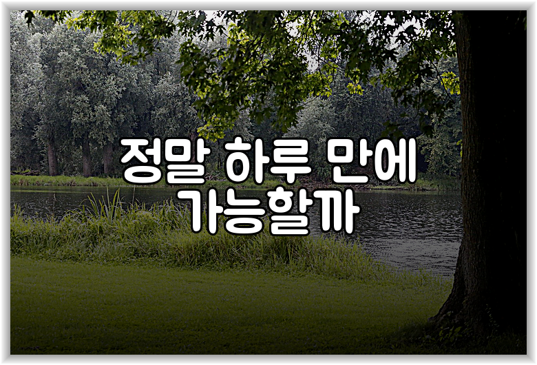 정말 하루 만에 가능할까
