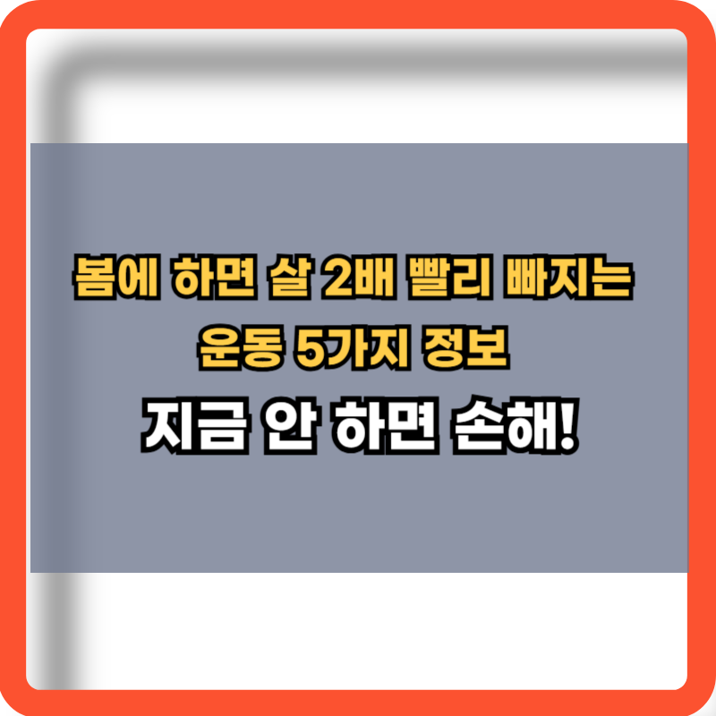 봄에 하면 살 2배 빨리 빠지는 운동 5가지 정보