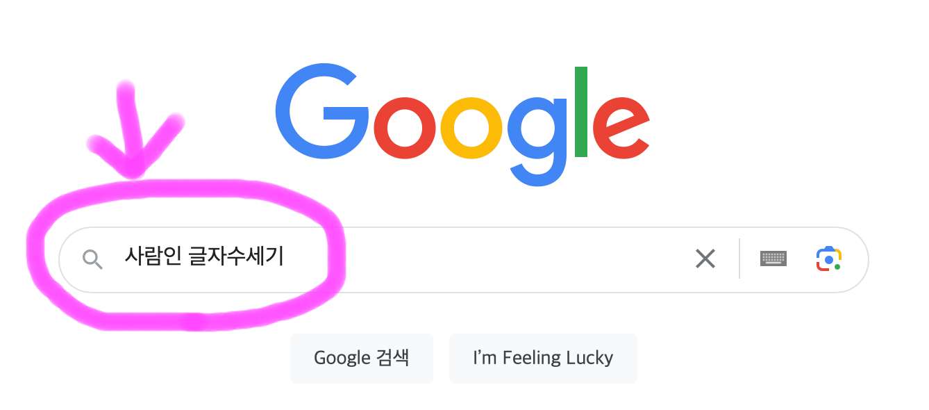 구글 포털사이트에 사람인 글자 수 세기라고 검색을 합니다.