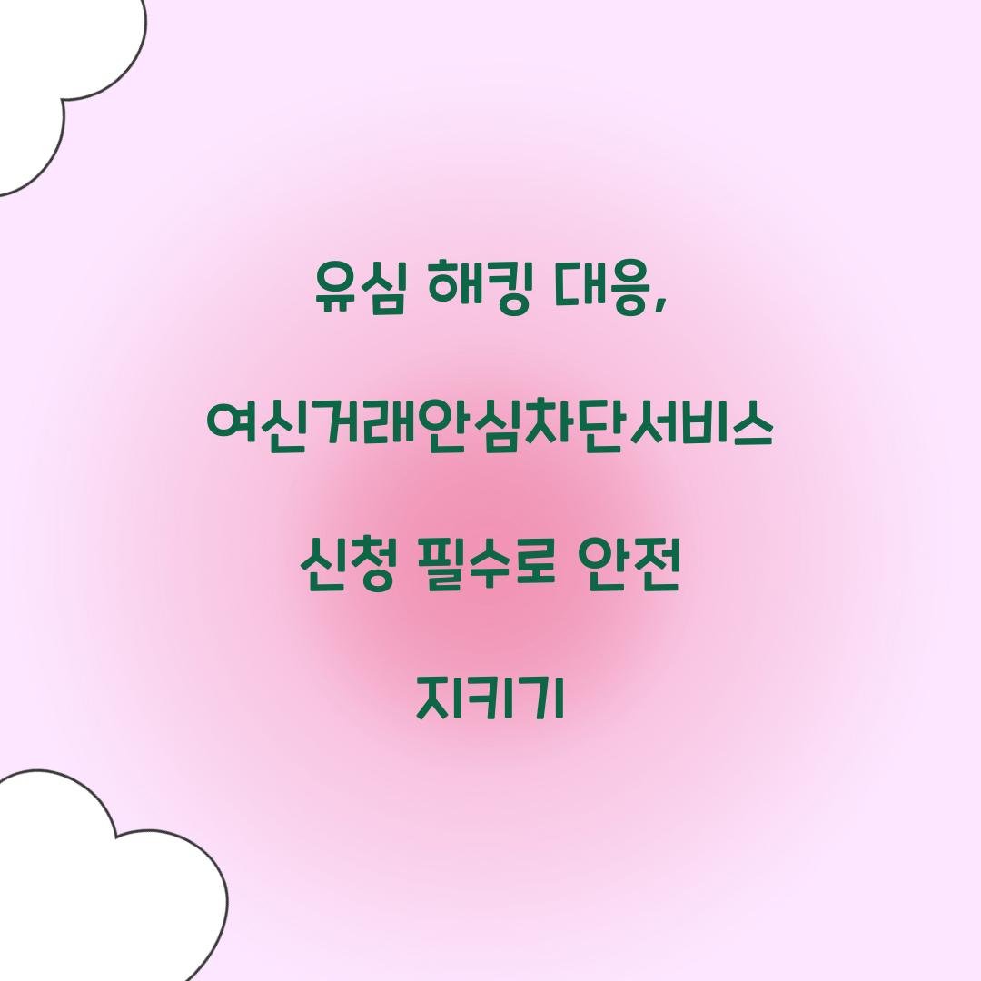 유심 해킹 대응: 여신거래안심차단서비스 신청 필수