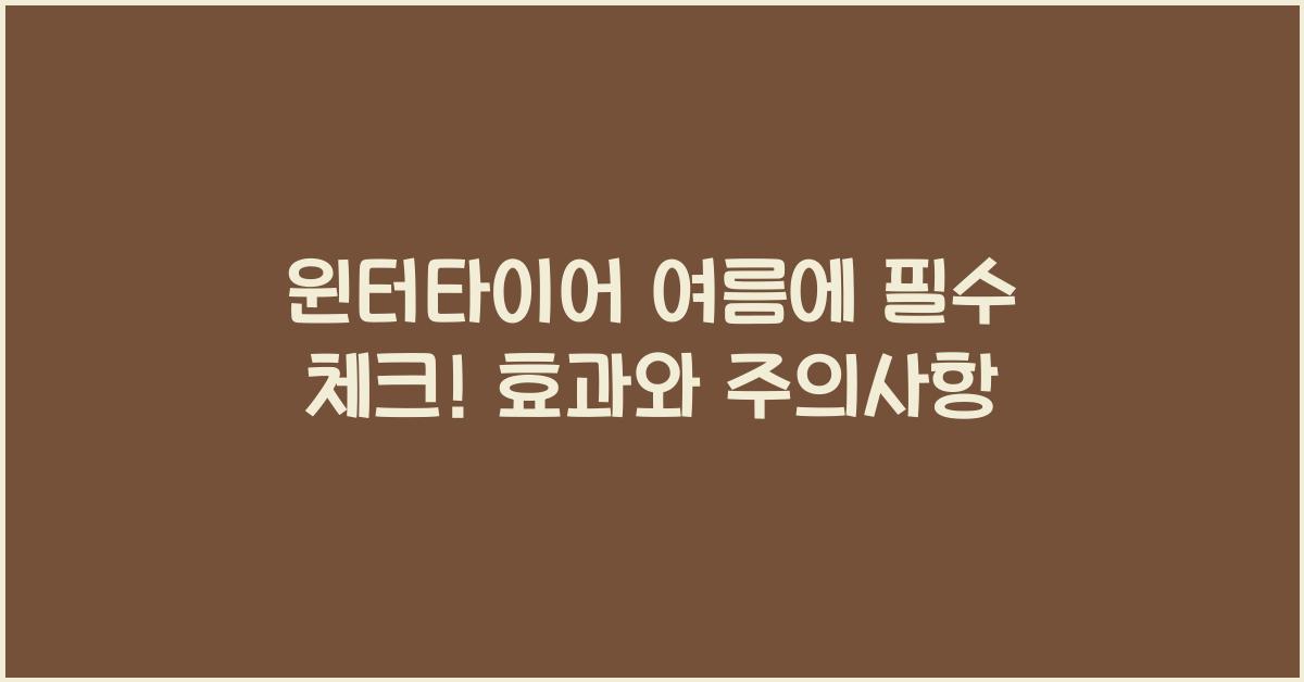 윈터타이어 여름에