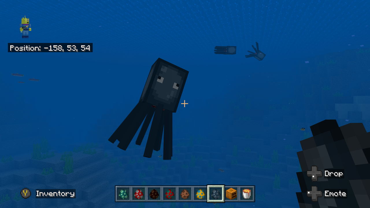 마인크래프트 오징어 스폰 위치와 먹물 활용 방법(+ 발광 오징어, 발광 먹물)