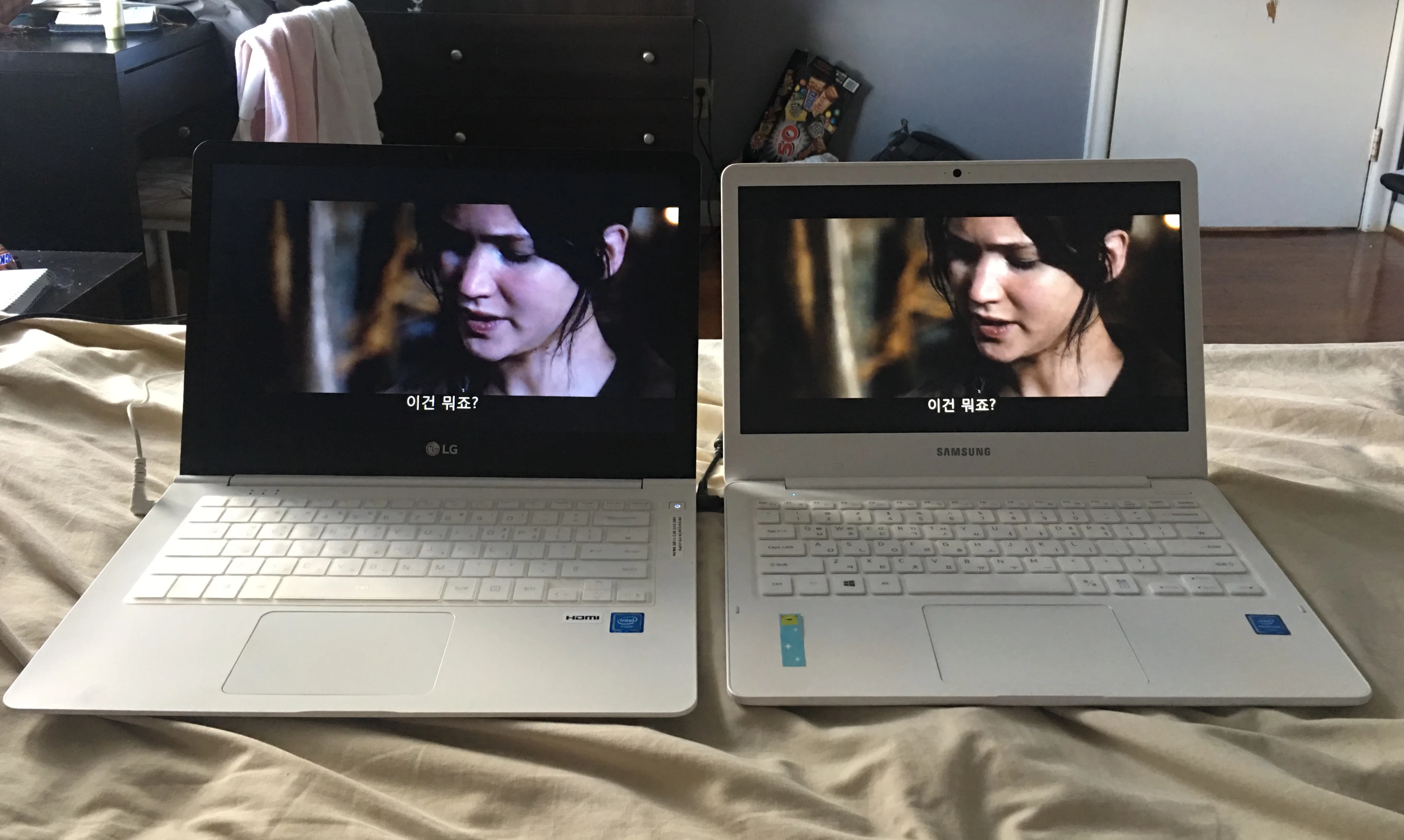 LG 노트북과 삼성 노트북 화면 색상 차이