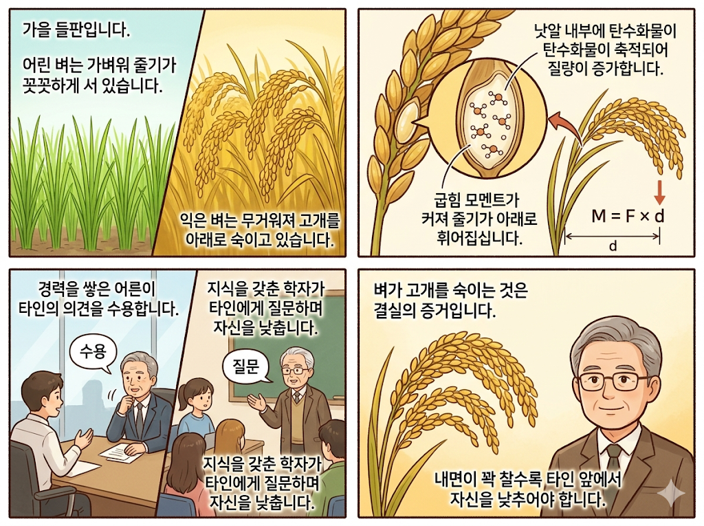 벼 이삭은 익을수록 고개를 숙인다