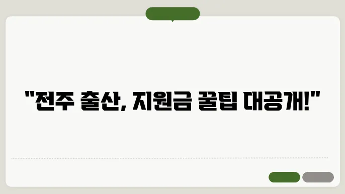 전주 출산 및 육아 정보 제공 프로그램