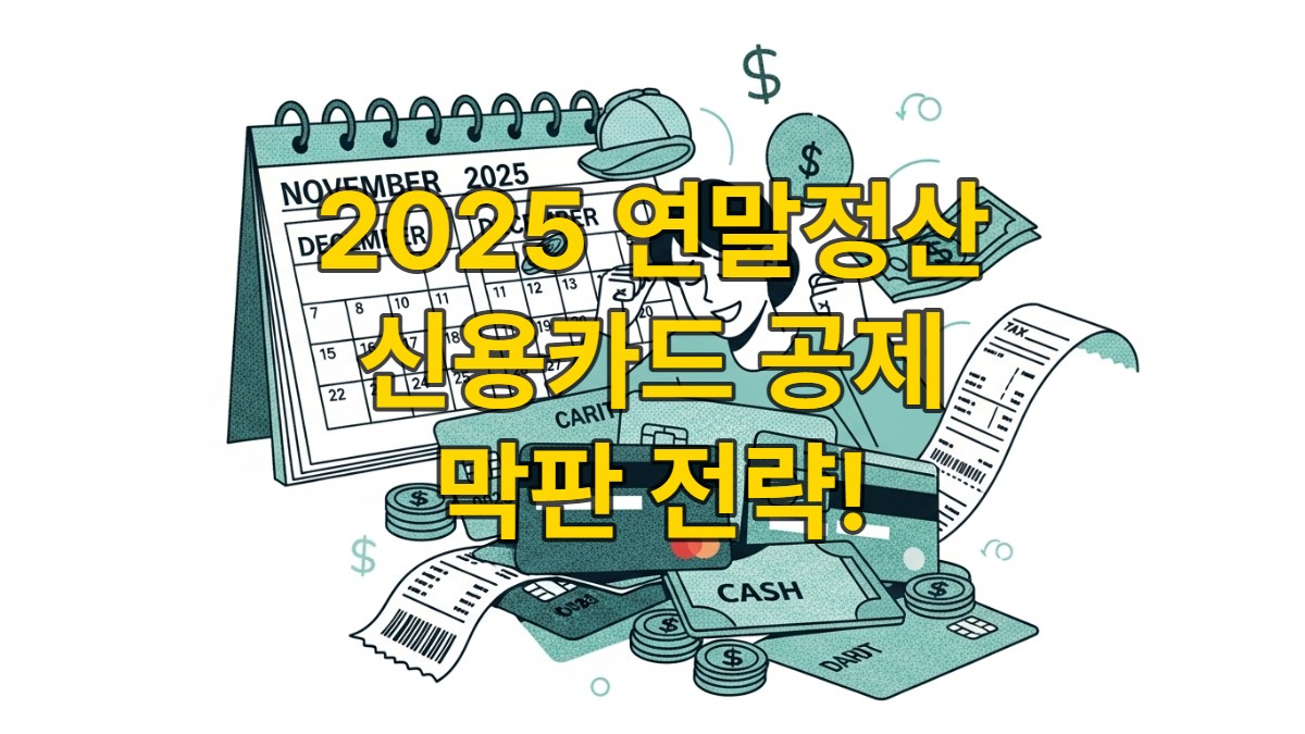 2025년 연말정산 신용카드, 체크카드, 현금영수증을 정리하며 세액 공제를 준비하는 사람