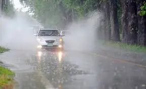 세차 타이밍 중 비가 내리는 날 도로 위를 달리는 차량의 사진