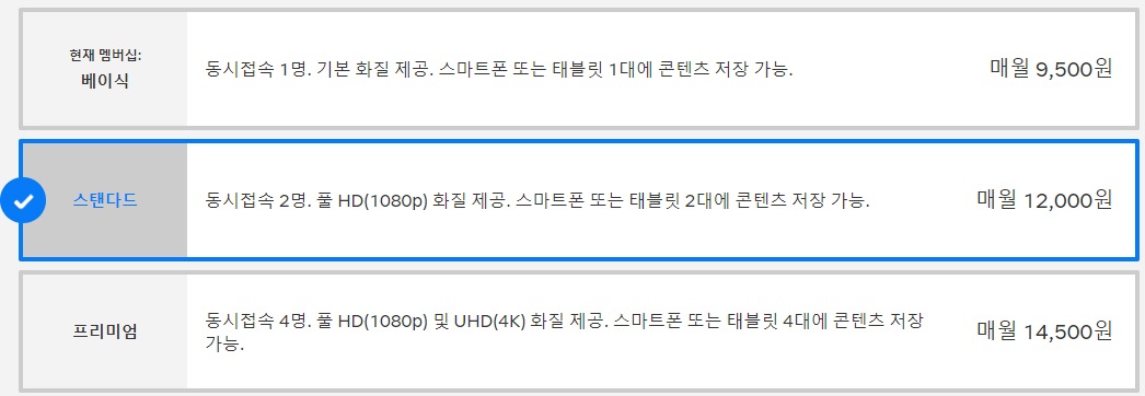 넷플릭스 요금제 가격 멤버십