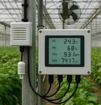 자동 환경 제어 장치가 설치된 온실 내부 모습