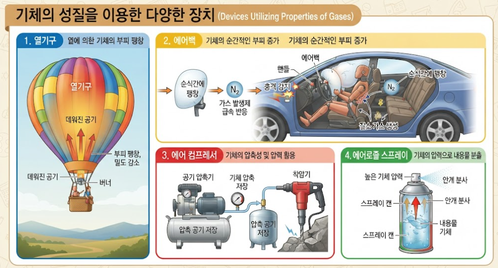 기체 성질을 이용한 대표적인 장치와 작동 원리