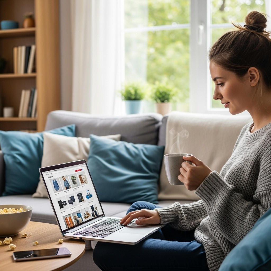 온라인 쇼핑을 하는 장면