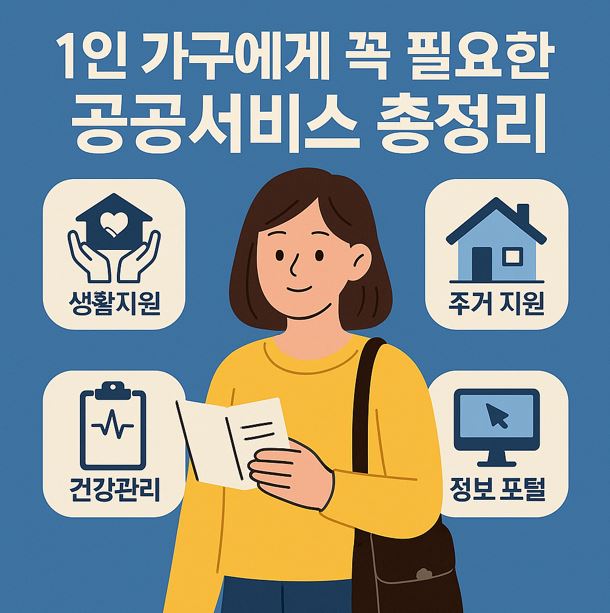 1인 가구에게 필요한 공공서비스를 보여주는 그림이다.