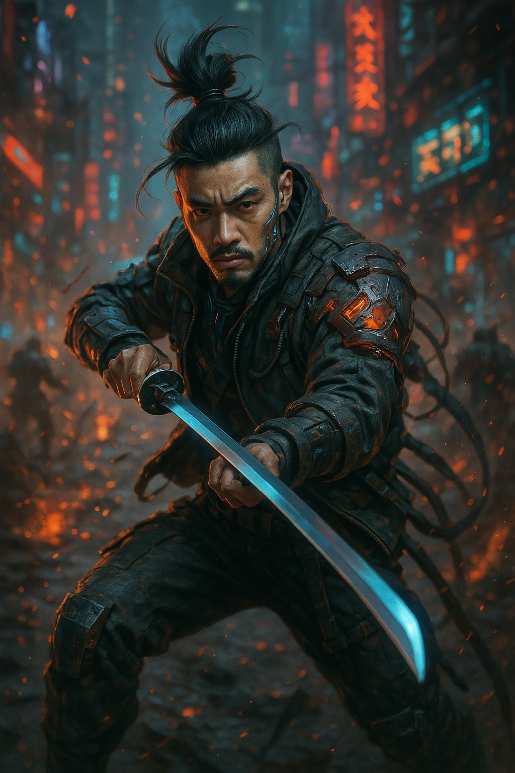 AI로 생성한 와일드한 무사의 모습