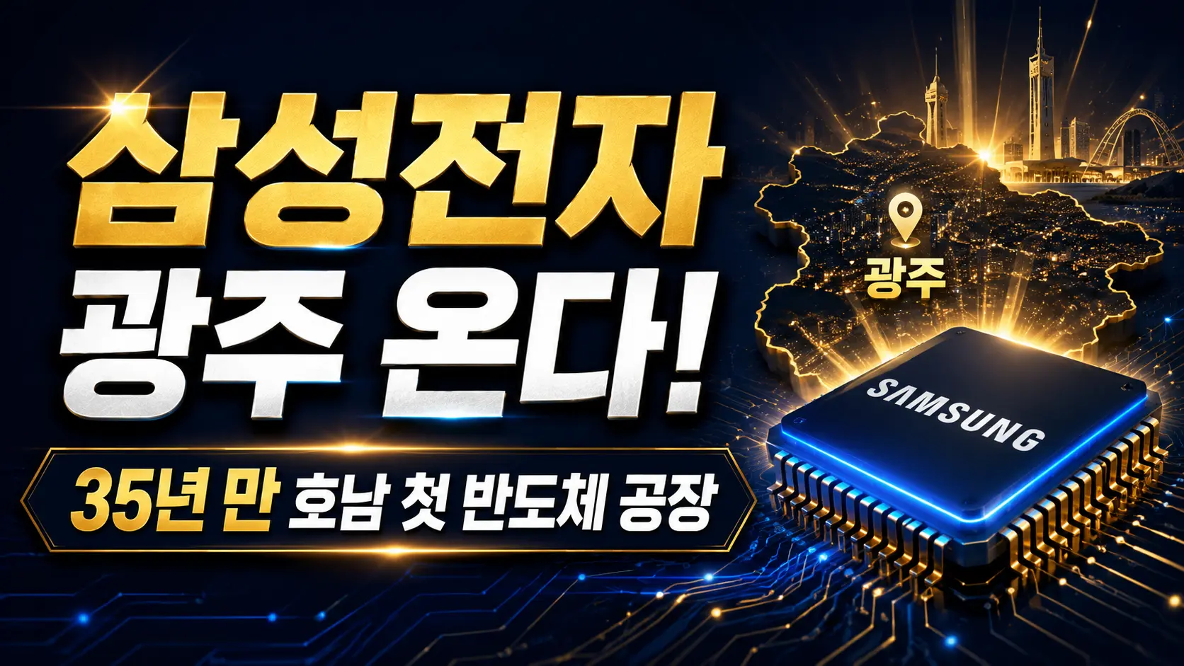 🚨 속보 🏭 삼성전자 호남 첫 반도체 공장 &mdash; 35년 만의 대사건광주&middot;장성에 패키징 공장 온다!민형배 "뭐가 와도 온다" &middot;