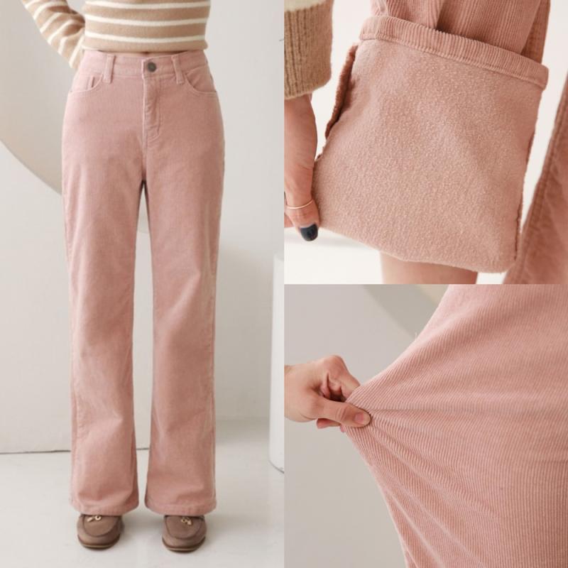 부츠컷 핑크코듀로이팬츠 벨벳골지팬츠 기모 바지