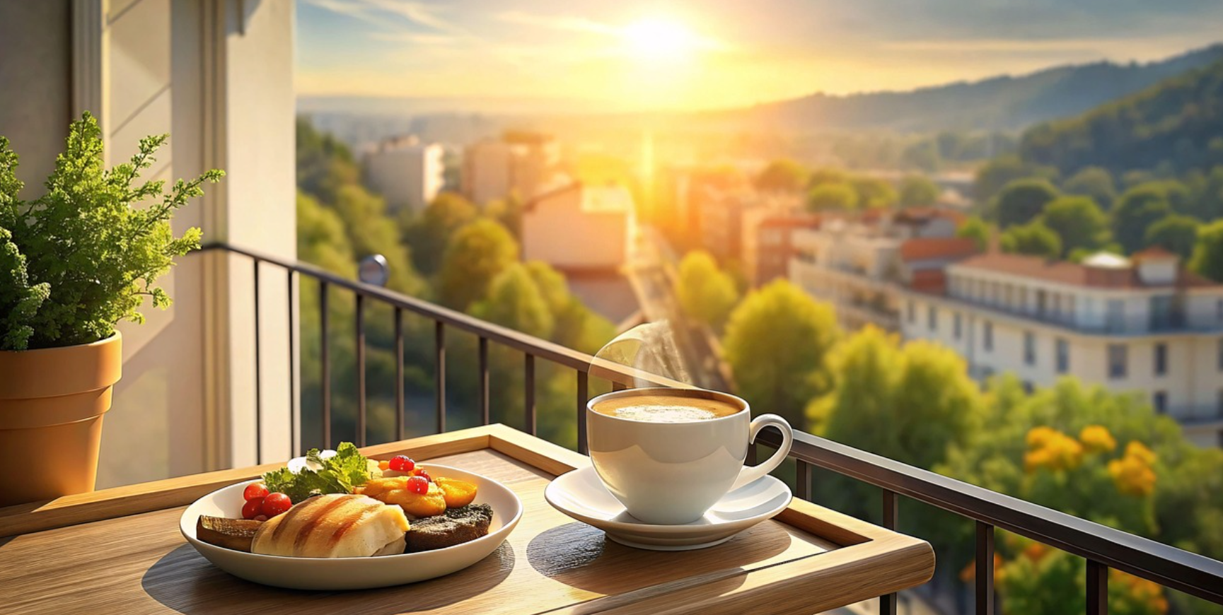 기상 후 바로 창문을 열어 햇빛을 쬐어보세요. 아침 차한잔