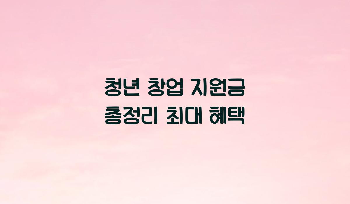 청년 창업 지원금 총정리 최대 혜택