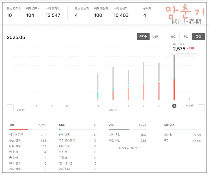 티스토리-방문통계-월별확인하기