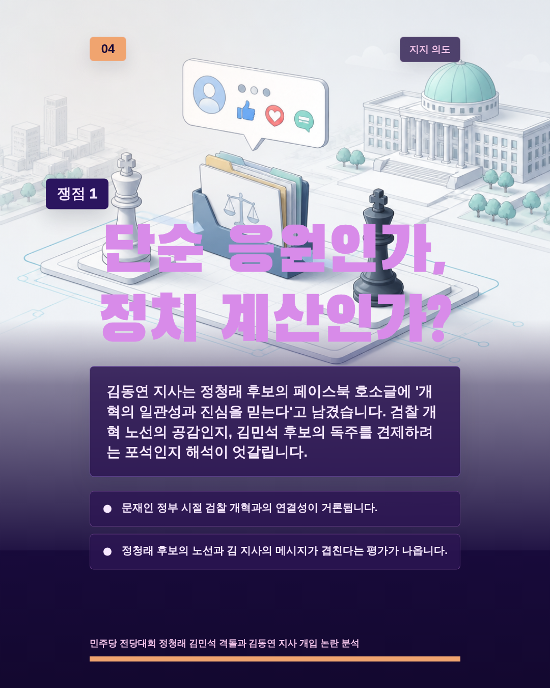 단순 응원인가, 정치 계산인가?