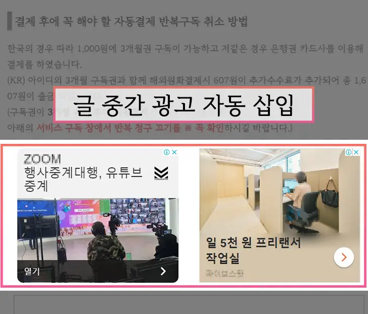 미넴스킨 글 중간 자동광고