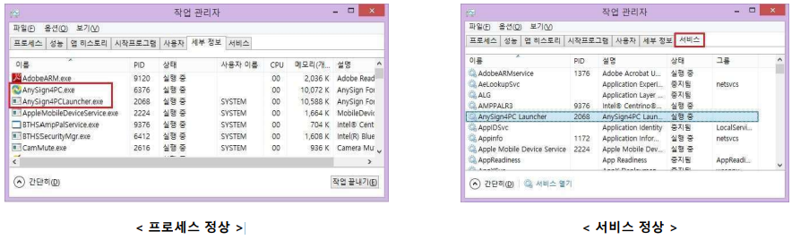 Anysign 프로그램 반복설치 오류 해결방법