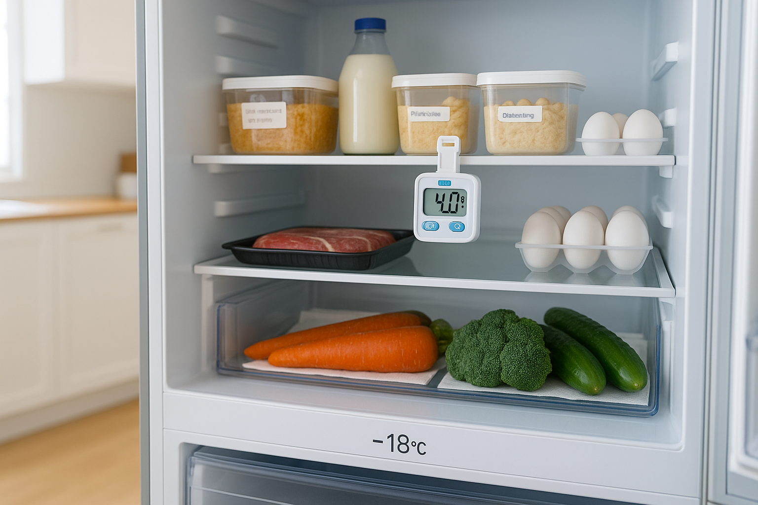 냉장고 보관·해동 가이드: 4℃ 냉장, −18℃ 냉동, 식재료 올바른 배치